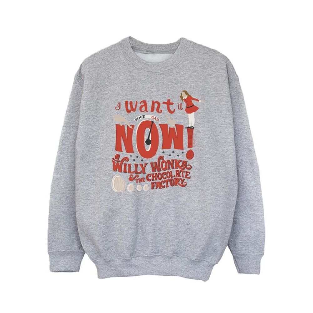 Willy Wonka Girls Verruca Salt I Want It Now Sweatshirt / Sports Grey